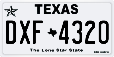 TX license plate DXF4320