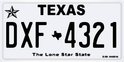 TX license plate DXF4321