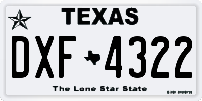TX license plate DXF4322