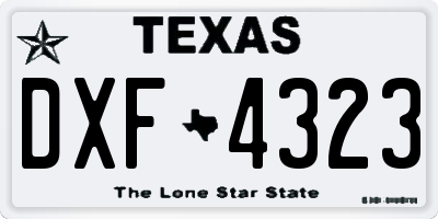 TX license plate DXF4323
