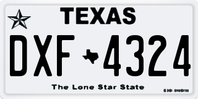TX license plate DXF4324