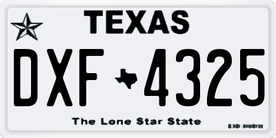 TX license plate DXF4325