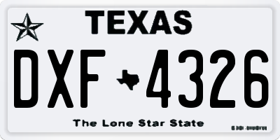 TX license plate DXF4326