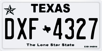 TX license plate DXF4327