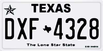 TX license plate DXF4328