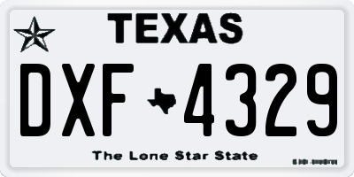 TX license plate DXF4329