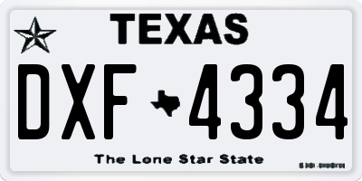 TX license plate DXF4334