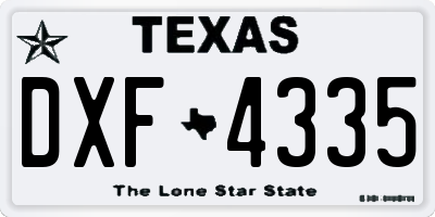 TX license plate DXF4335