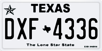 TX license plate DXF4336