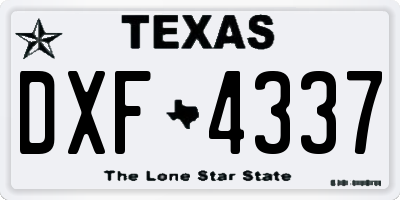 TX license plate DXF4337