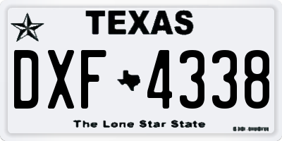 TX license plate DXF4338