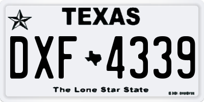 TX license plate DXF4339