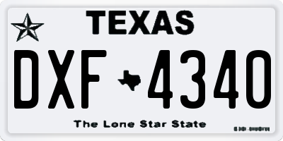 TX license plate DXF4340