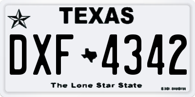 TX license plate DXF4342