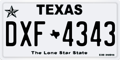 TX license plate DXF4343
