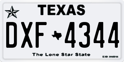 TX license plate DXF4344