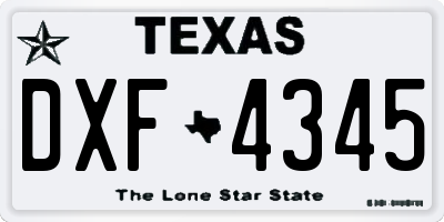 TX license plate DXF4345
