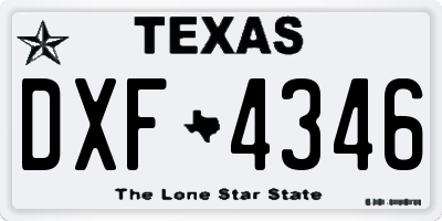 TX license plate DXF4346