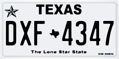 TX license plate DXF4347
