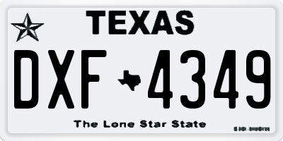 TX license plate DXF4349