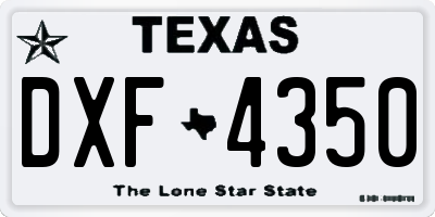 TX license plate DXF4350