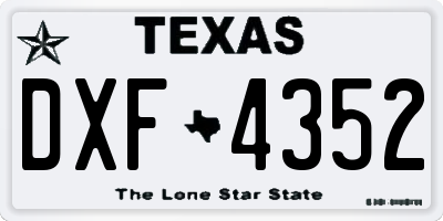TX license plate DXF4352
