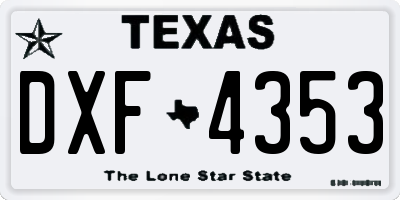 TX license plate DXF4353