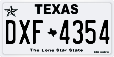 TX license plate DXF4354