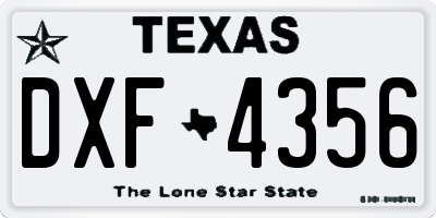 TX license plate DXF4356