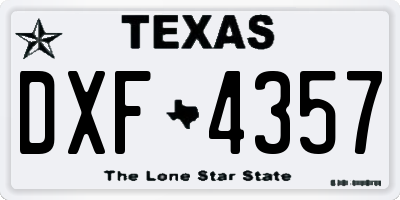 TX license plate DXF4357