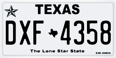 TX license plate DXF4358