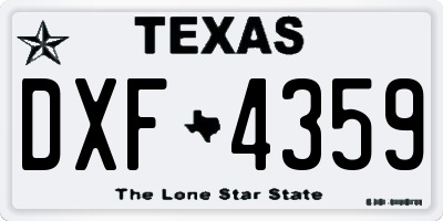 TX license plate DXF4359
