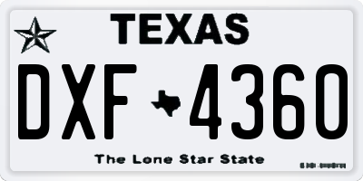 TX license plate DXF4360