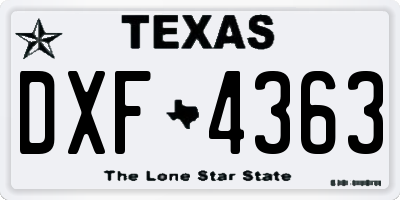 TX license plate DXF4363
