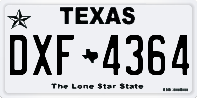 TX license plate DXF4364