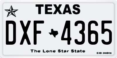 TX license plate DXF4365