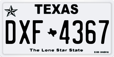 TX license plate DXF4367
