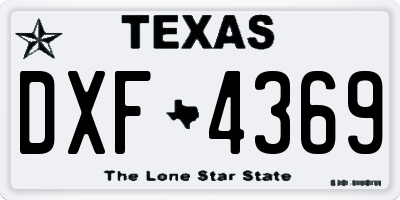 TX license plate DXF4369