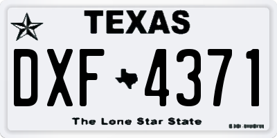 TX license plate DXF4371