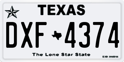 TX license plate DXF4374