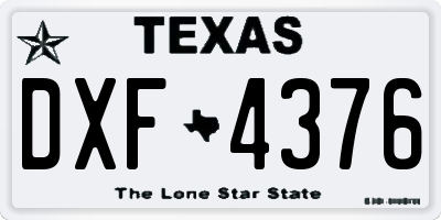 TX license plate DXF4376