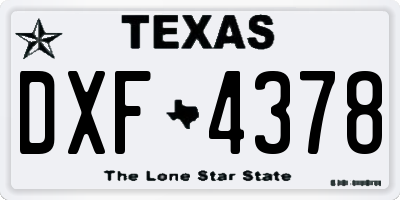 TX license plate DXF4378