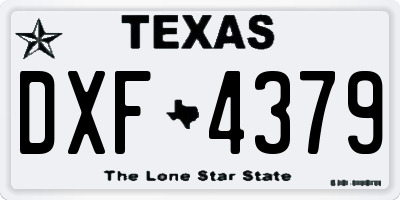 TX license plate DXF4379