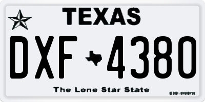 TX license plate DXF4380