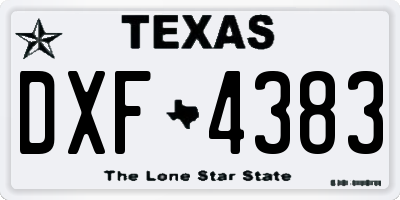TX license plate DXF4383