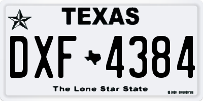 TX license plate DXF4384
