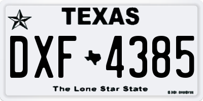 TX license plate DXF4385