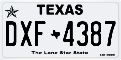 TX license plate DXF4387