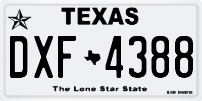 TX license plate DXF4388