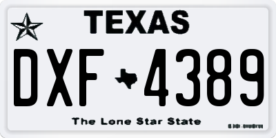 TX license plate DXF4389